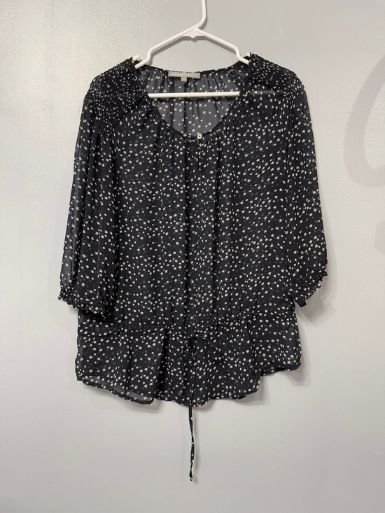 Daniel Rainn Tops - #17)   Daniel Rainn Black Sheer Star-Print Peasant Blouse
